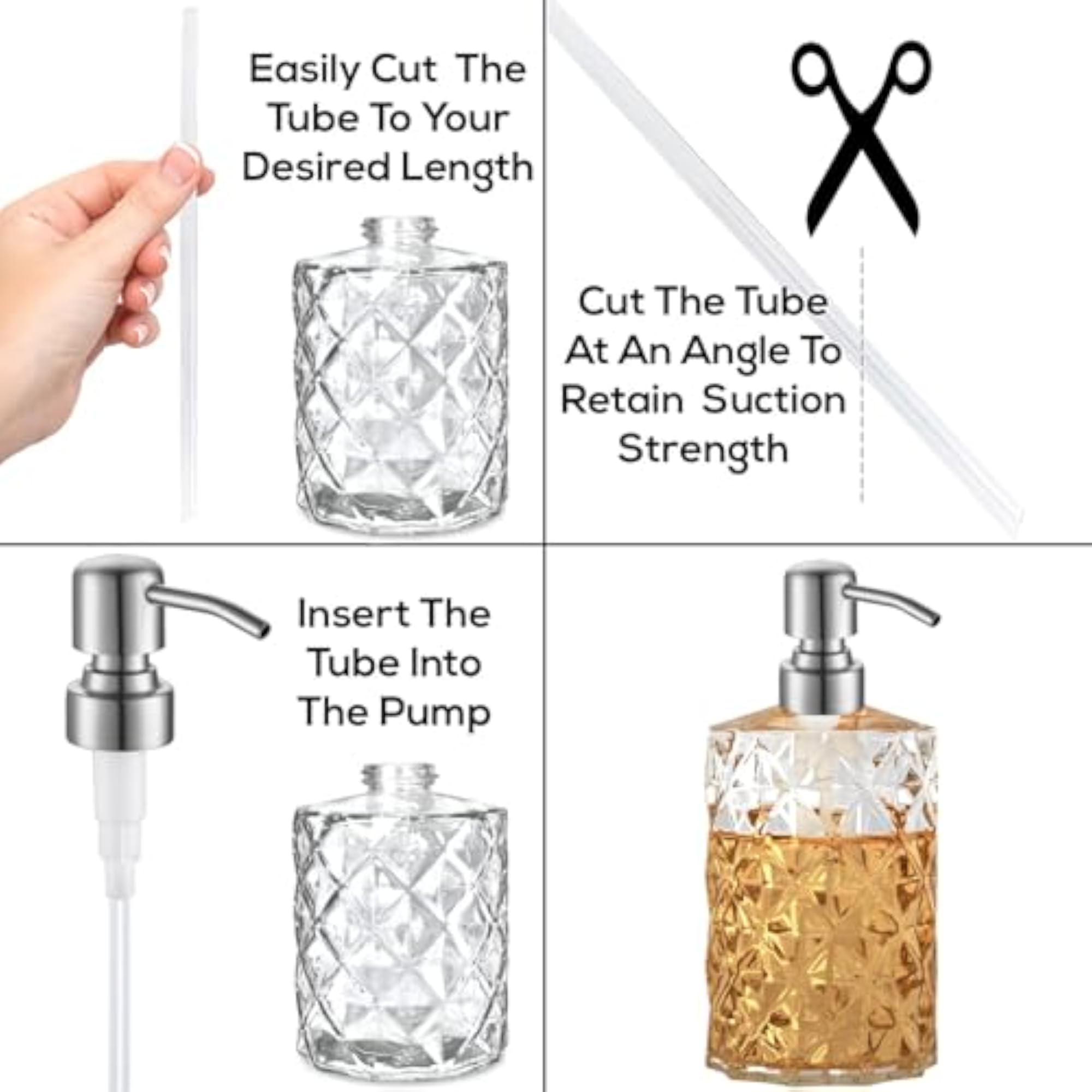Silver Brushed Finish Soap Dispenser Pump Replacement